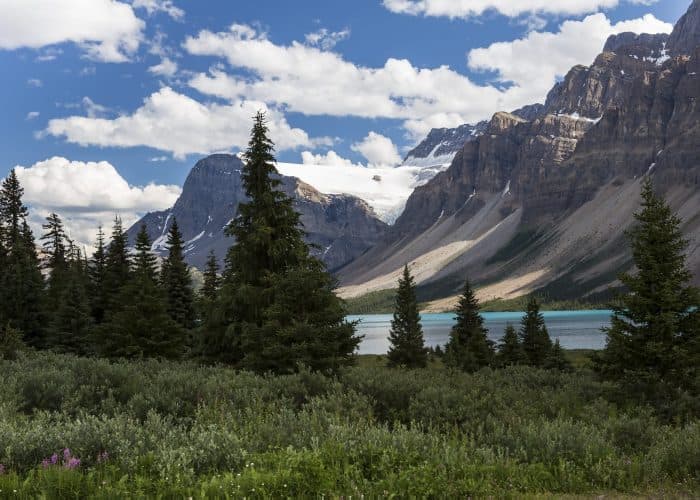Snowy mountain peaks